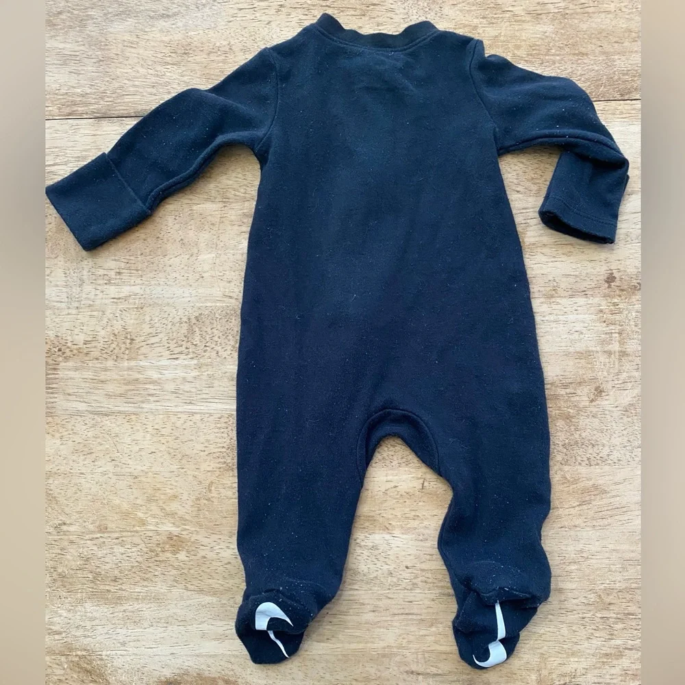 Nike Infant‎ 3 Months Black Logo Cotton Blend Footed Onesie